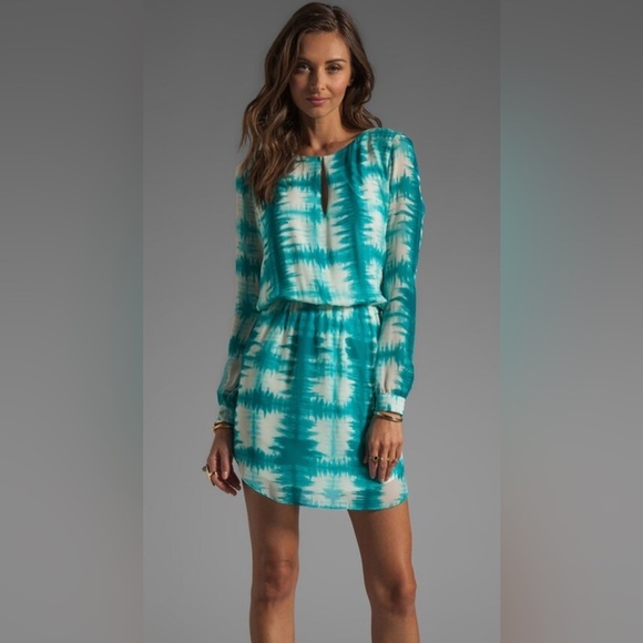 Rory Beca Dresses & Skirts - Rory Becca Revolve Ladera Open Back Teal Tie-Dye Long Sleeve Dress Small